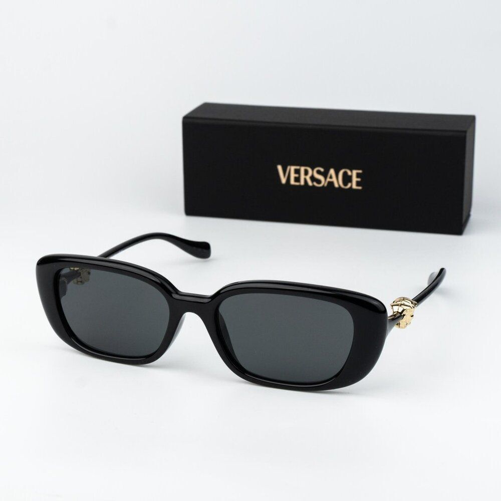 Versace Women Sunglasses Black Grey Rectangle VE4504D GB1/87 NEW AUTHENTIC